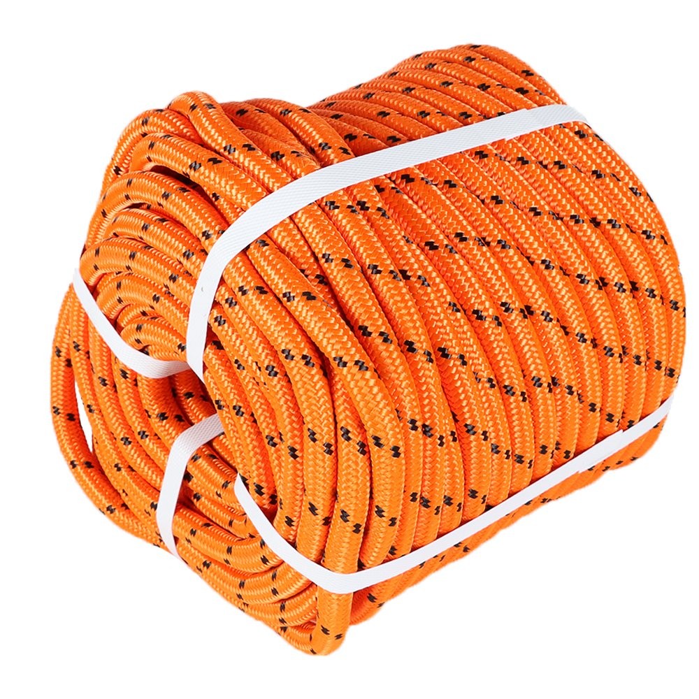 1/2"×150' Orange Bull Rope Double Braid Polyester Rope 6180Lbs Breaking Strength