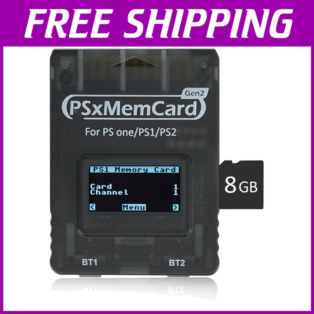 PSxMemCard 8GB MicroSD for PS2/PS1/PS One Console-==