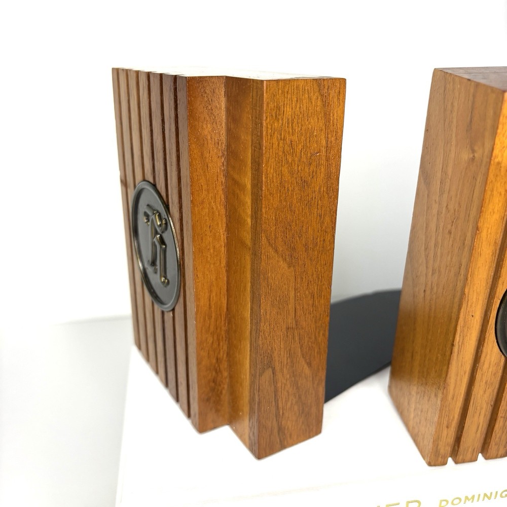 Bookends Solid Walnut Wood Personalized Initial Letter H Mid-Century Modern Book