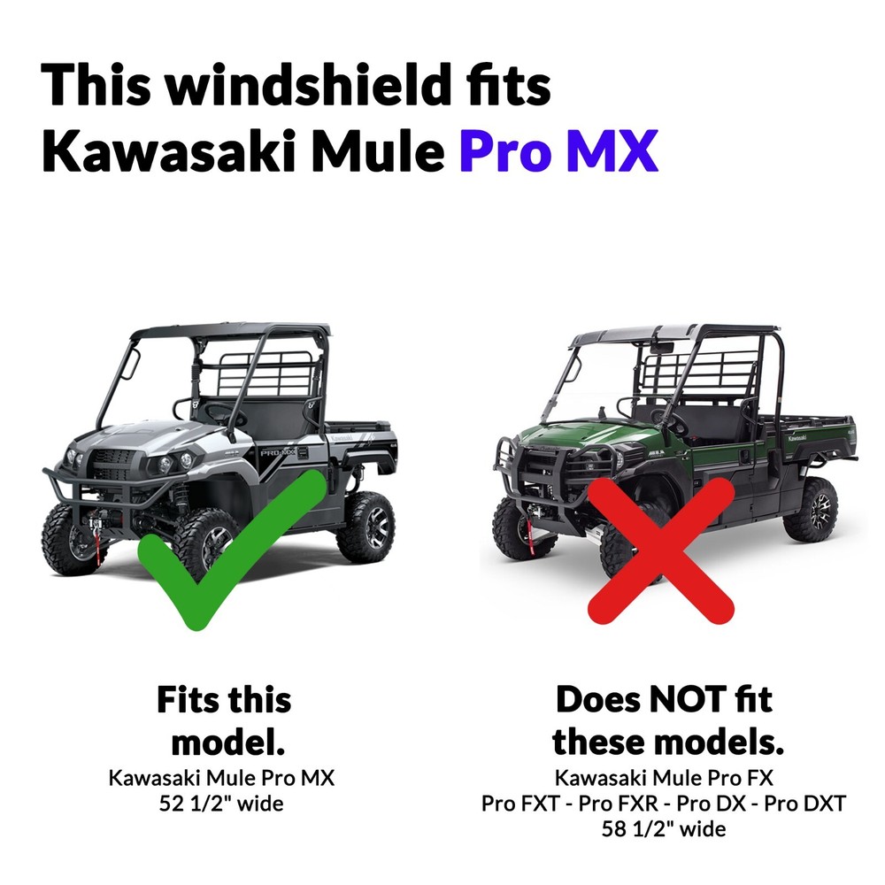 Clearly Tough Kawasaki Mule Pro MX Full Folding Windshield