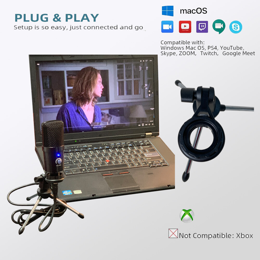 Condenser USB Microphone Kit Complete Set For Chatting Recording Singing PC Mic