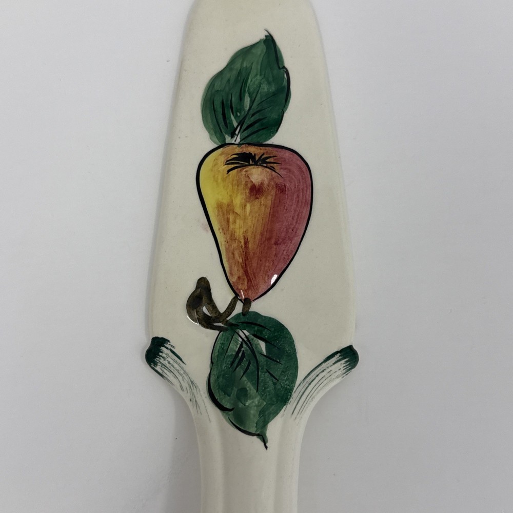Vintage Ceramic Decorative Pie Or Cake Server, Pear With Leaves 9" EUC