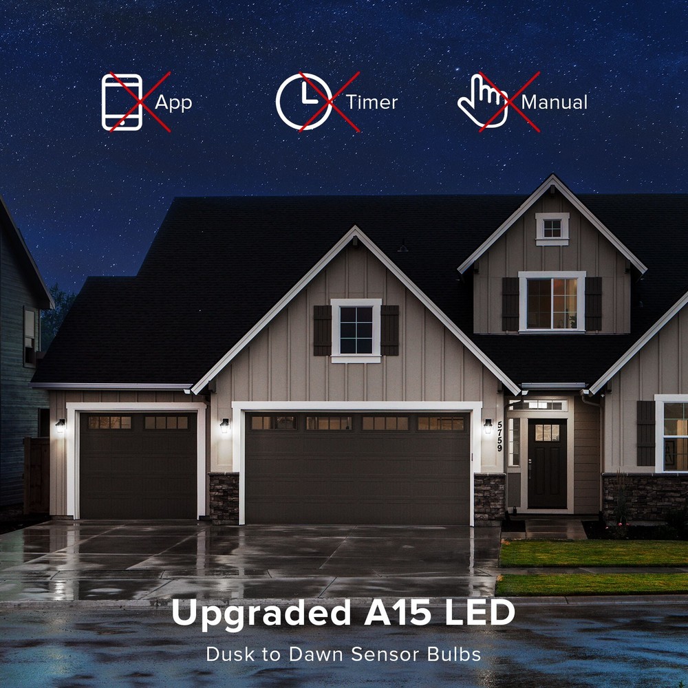 4-Pack Dusk to Dawn LED Light Bulb Automatic On/Off Sensor Bulbs 5000K Daylight