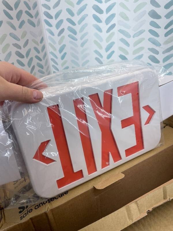 LED Exit Sign Emergency Light Combo - Red Letter Battery Backup UL Listed L
