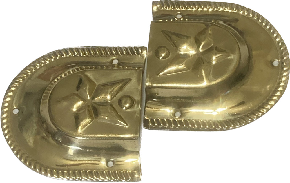 Trunk Handle Loop Star Design For Camel Back Steamer Solid Brass Pair