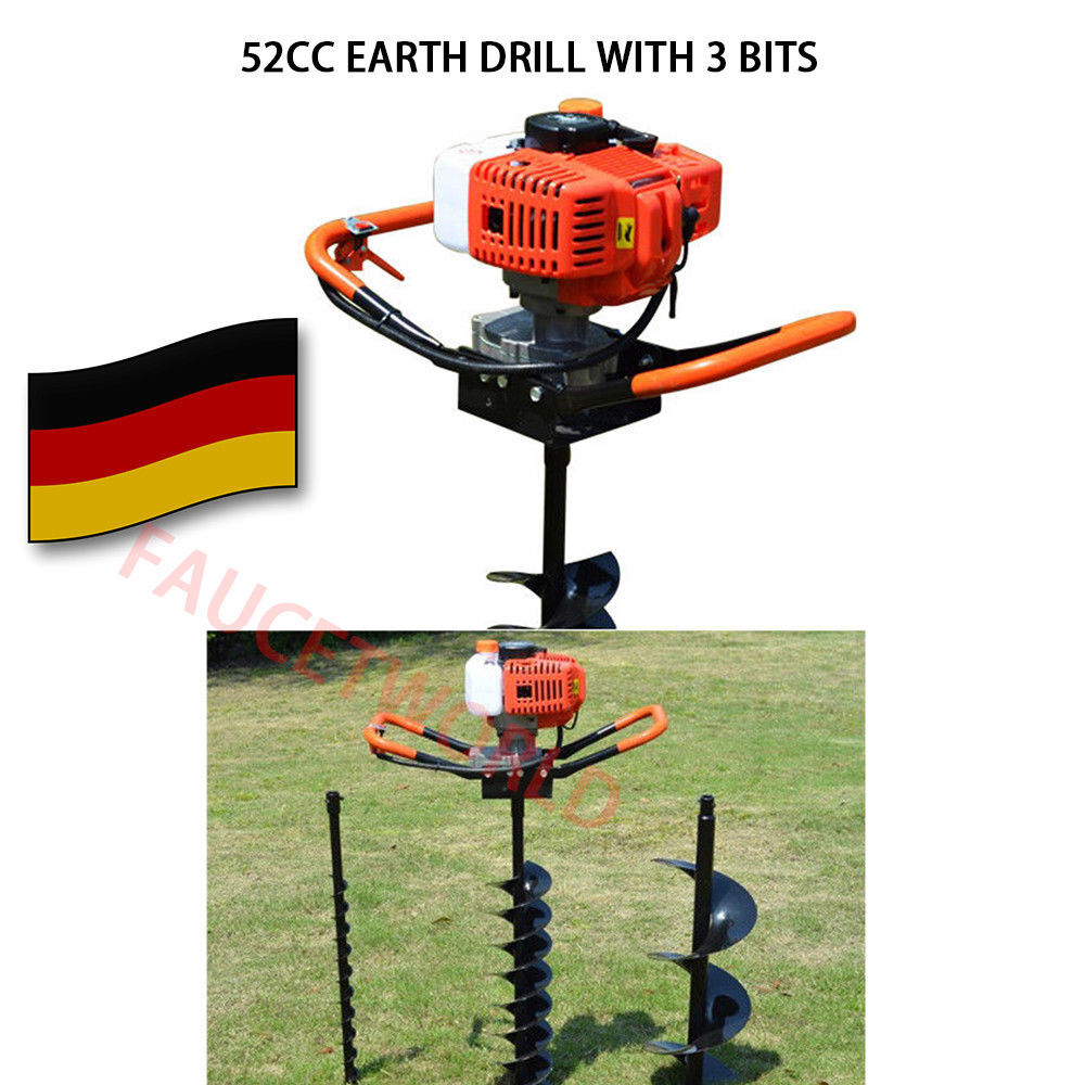 2-Stroke 52CC Earth Auger Digging Machine Gas Powered Post Hole Digger Durable