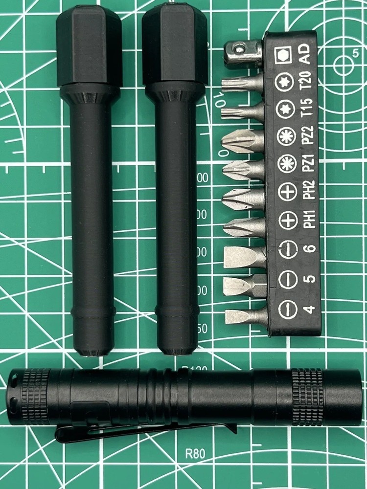 For/Multitool/EDC Tool. -2 Bit Holders-Bit Set- and -Flashlight-