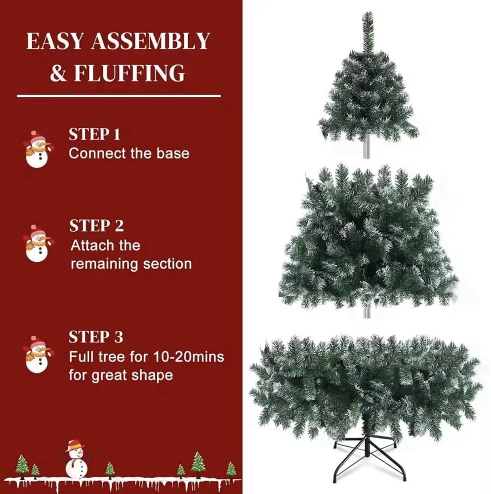 7Ft Artificial Christmas Tree With Snow Flocked Xmas Tree