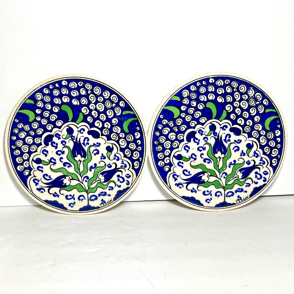 Tek Cini Turkish Ceramic Tile Wall Decor set of 2