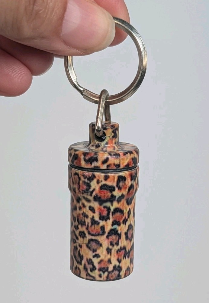 Metal Leopard Print Stash Keeper Keyring Keychain
