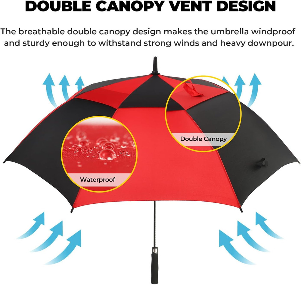 Automatic Open Golf Umbrella 54/62/68/72 Inch Extra Large Windproof Vented Doubl