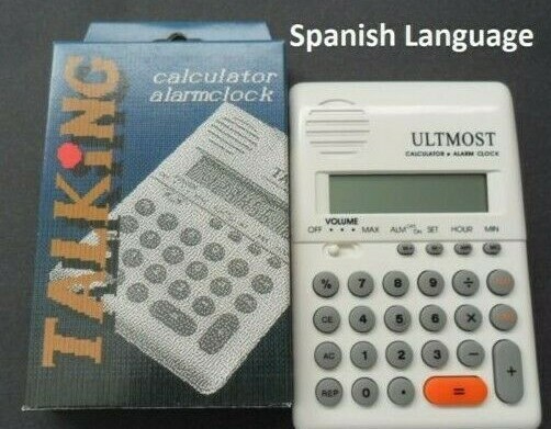 Spanish Language Talking Handheld Pocket Calculator with Alarm Clock