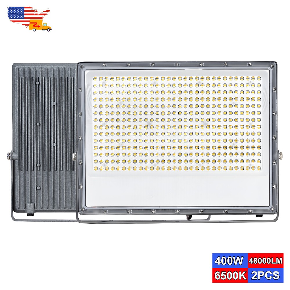 2 Pack 400W Security Floodlights 48000Lm Stadium Yard Exterior Security Light