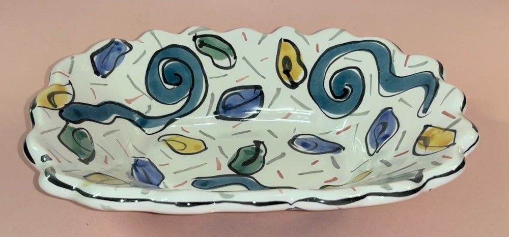Studio Art Pottery Plate Platter Abstract Design 1990’s Chic