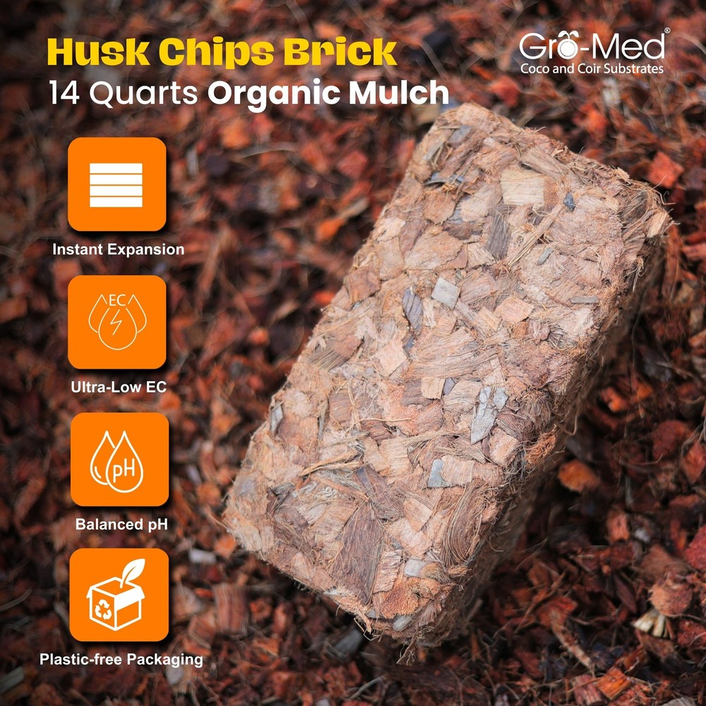 Gro-Med Coco Husk Chips 2s Brick 2 Pack (2.2 lb), brown