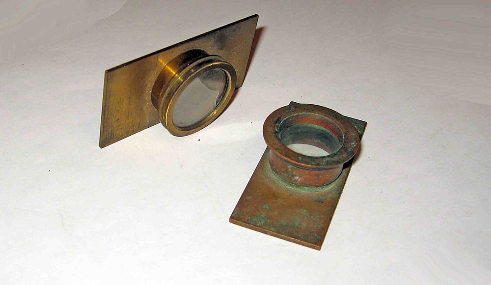 PAIR (2) Late 19th Century Brass MICROSCOPE 'LIVE BOX' BUG BOX COMPRESSORIUM