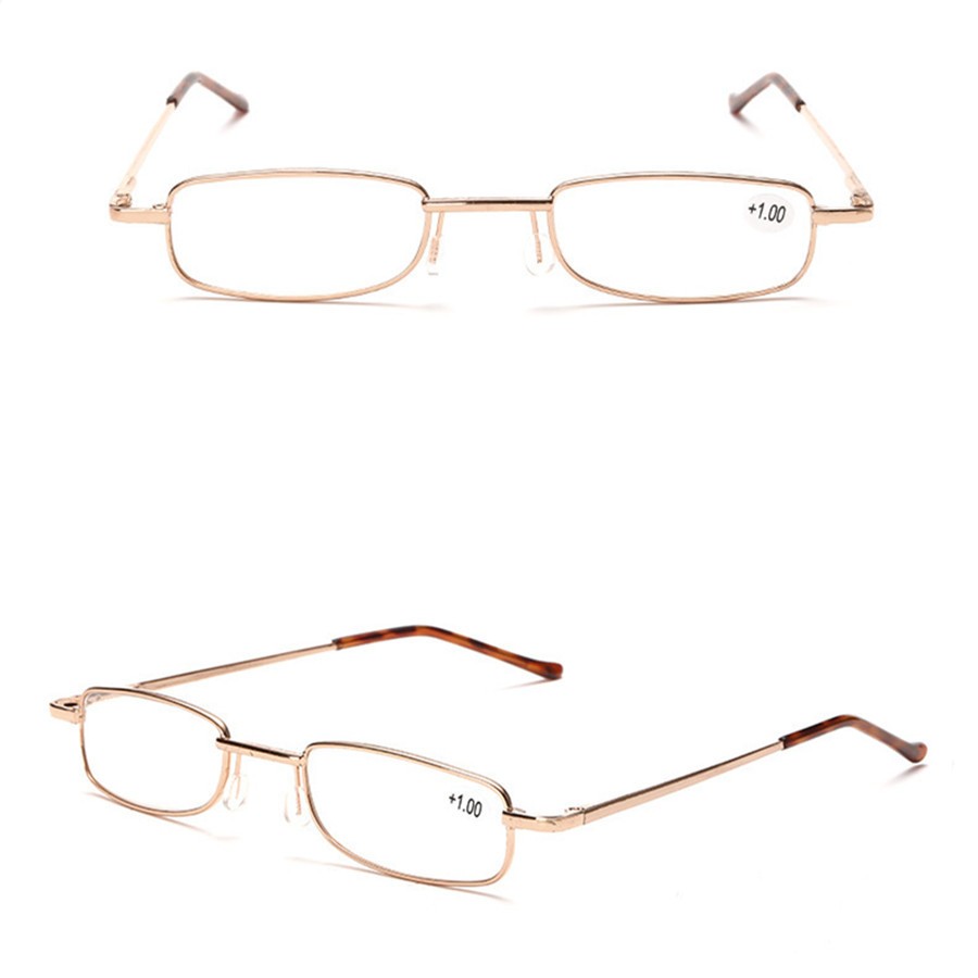 Reading Glasses Reader Spectacles Small Metal Frame Eyeglass With Case +1.0～4.0