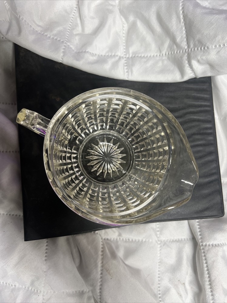 Glass Creamer Dish Raised Cube Pattern 3” Tall