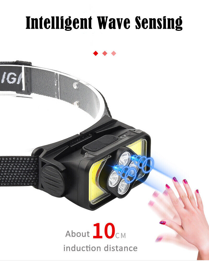 LED Headlamp Headlight USB Rechargeable Waterproof Head Light Flashlight 2 Modes