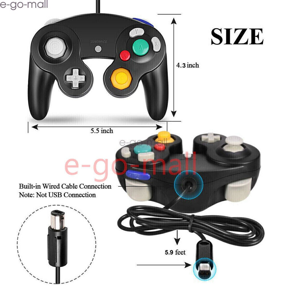 2 Pack Wired Rumble Controller Gamepad for Nintendo GameCube Console Dual Shock