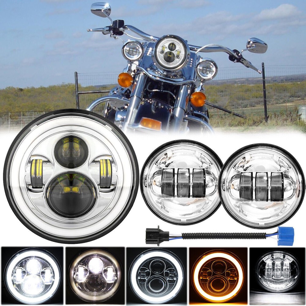 7" inch Led Headlight + 4.5" Passing Lights Kit For Harley Electra Glide Classic