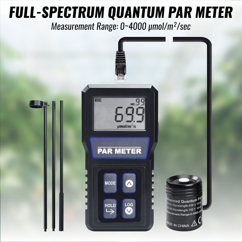 PAR Meter Waterproof IP68 Quantum Sensor PPFD Meter Data Logger for Reef Tank