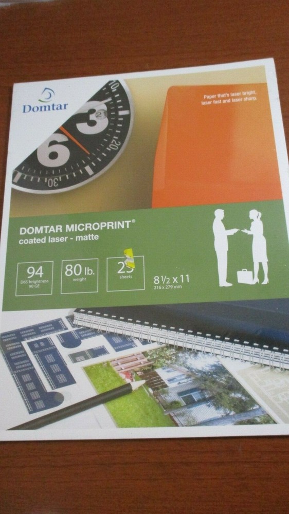 DOMTAR MICROPRINT COATED LASER MATTE COMPUTER PRINTER PAPER~25 Sheets