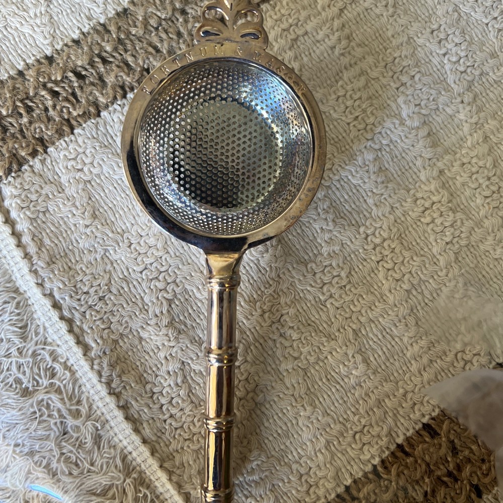 Silverplate FORTNUM & MASON TEA STRAINER With”bamboo” Style Handle