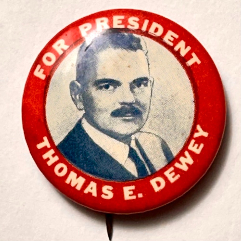 c1940s Thomas E Dewey for President 1.25" Celluloid Pinback