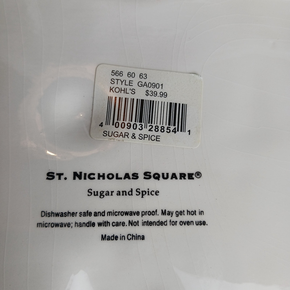 2009 ST. NICHOLAS SQUARE RECTANGULAR CERAMIC PLATTER-GINGERBREAD 16.5 X 12.5
