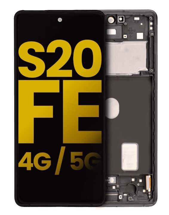 OLED Display For Samsung Galaxy S20 FE + Frame (Navy) With Fingerprint Sensor