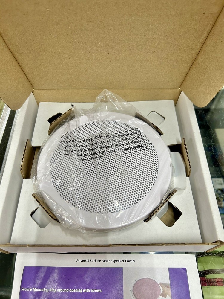 2 Reliable Hardware 8-3/8" Round White Surface Mount Speaker Covers (CC)