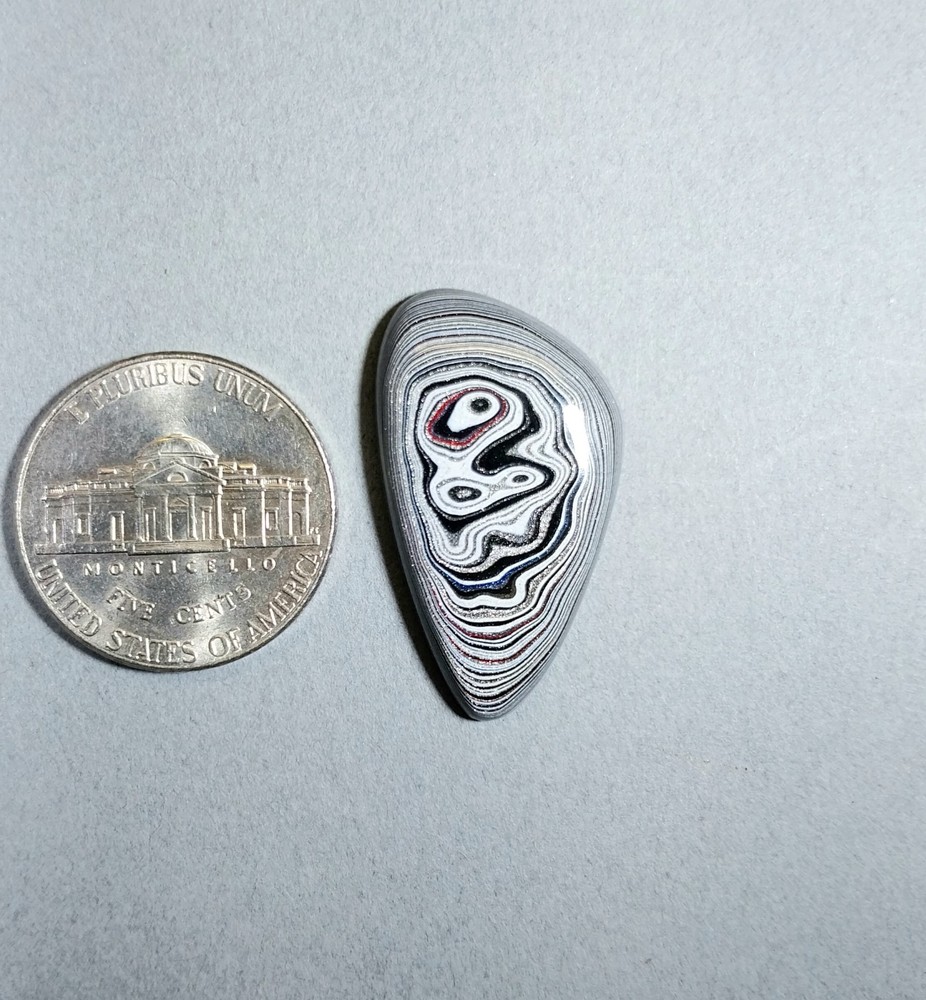 Fordite Cabochon, Domed Offset Teardrop, Happy Agate Studio, EB108