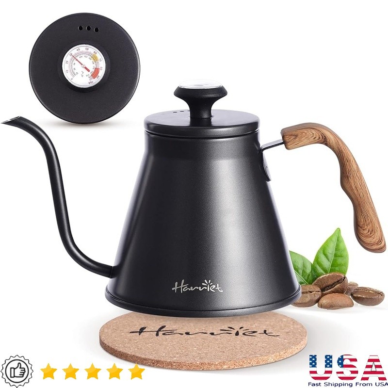 Stainless Steel Gooseneck Kettle W/ Thermometer Precision Brewing Compatibility