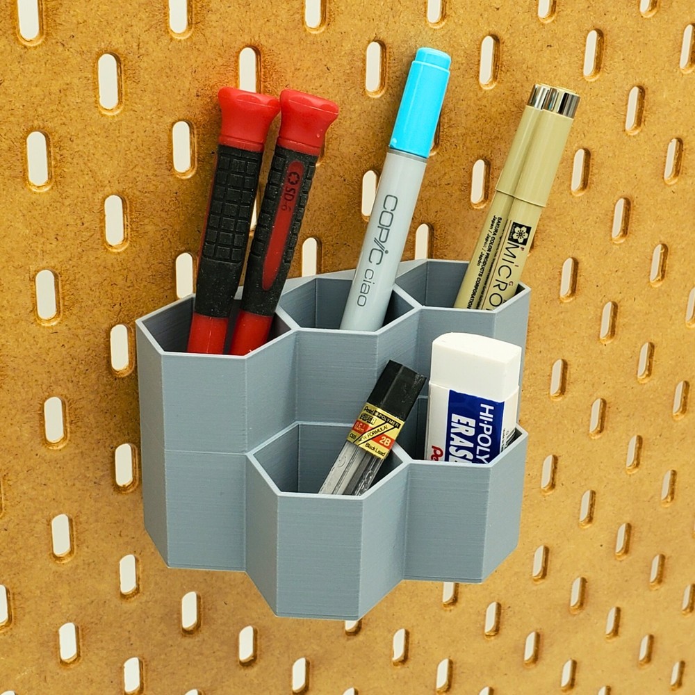 Just Hanging, Five Hex Bin, Pencil Storage, IKEA SKADIS Pegboard Accessory
