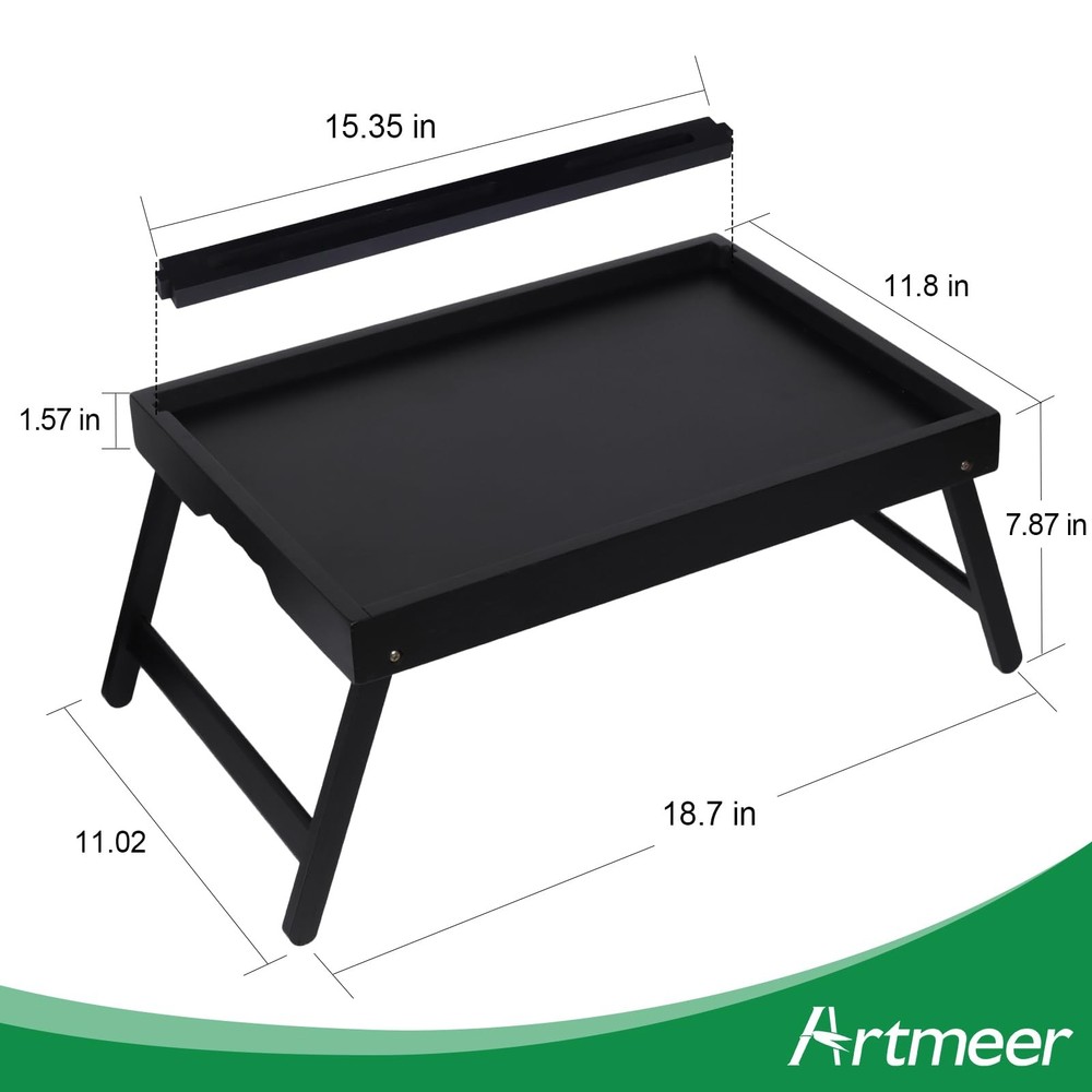 Bed Tray Table with Folding Legs, /Holder, Foldable Breakfast Table, Laptop D...