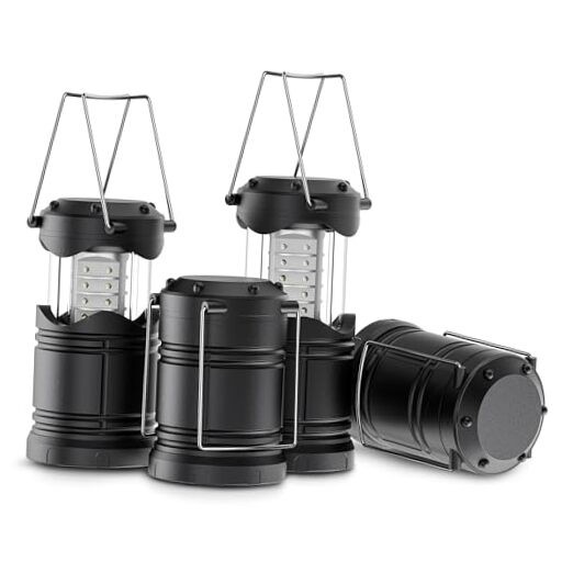 4 Pack LED Camping Lanterns, Battery Powered Camping Lights LED Black