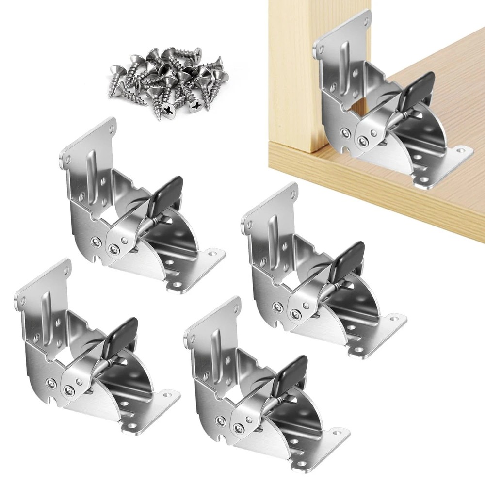 YDAJIURI Folding Brackets 4 Pack, Heavy-Duty Self-Locking 4 Silver