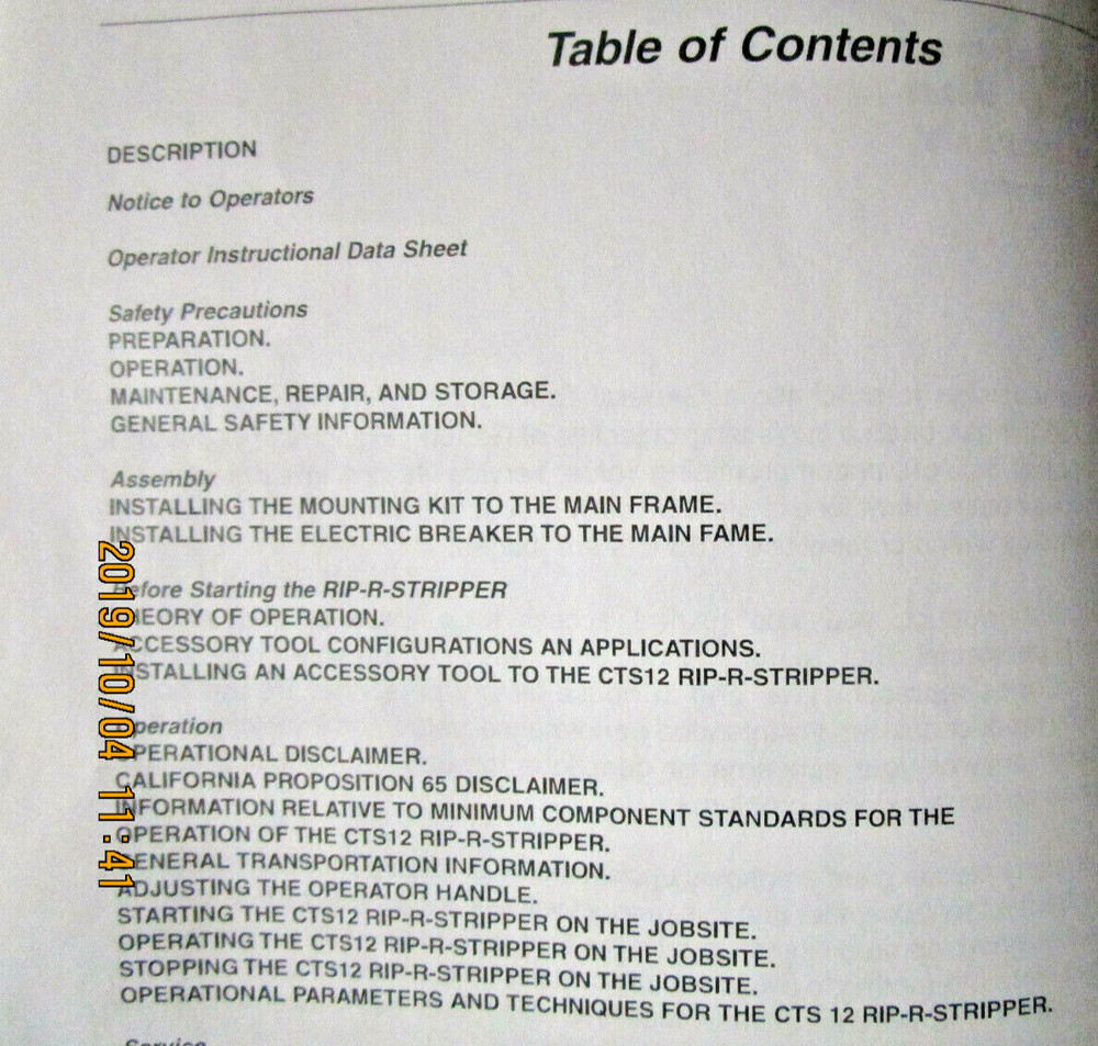 General Model CTS12 RIP-R-STRIPPER Operator Manual