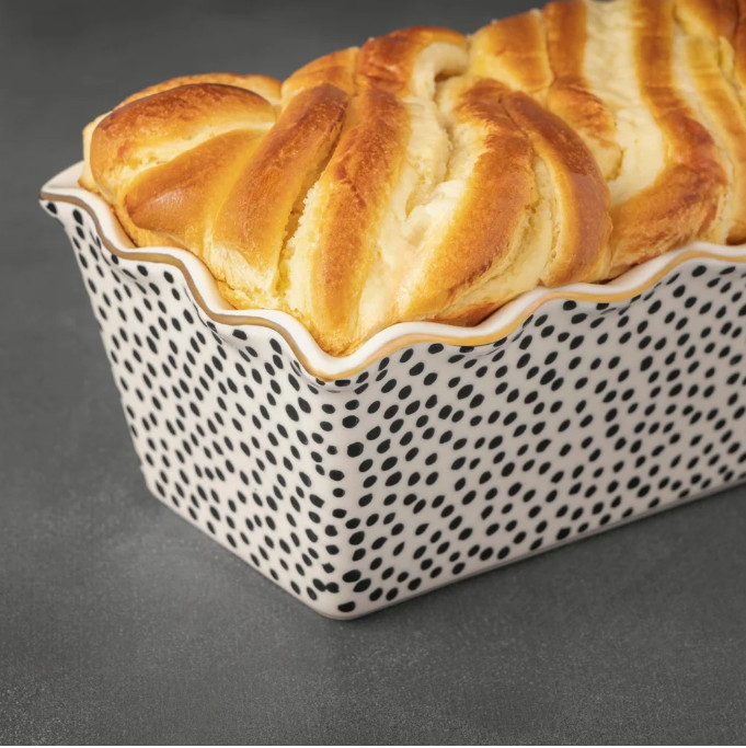 9" Ceramic Loaf Pan with Dot Pattern – Baking, Kitchen & Oven Use