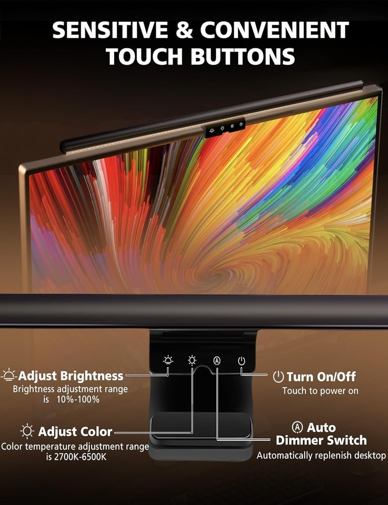 Monitor Light Bar for Computer with Auto Dimming, Memory Function T17-6