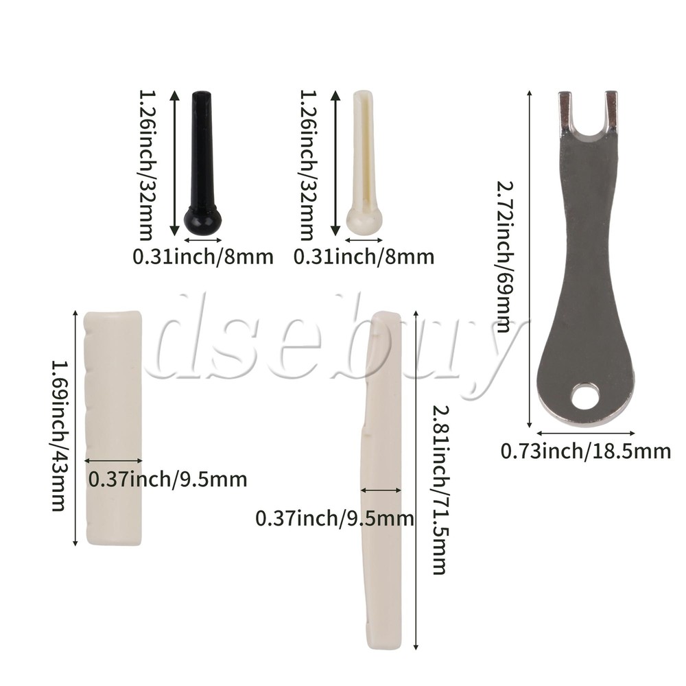 15Pieces Bridge Pins & Saddle & Nut & Pin Puller for Acoustic Guitar 6 Strings