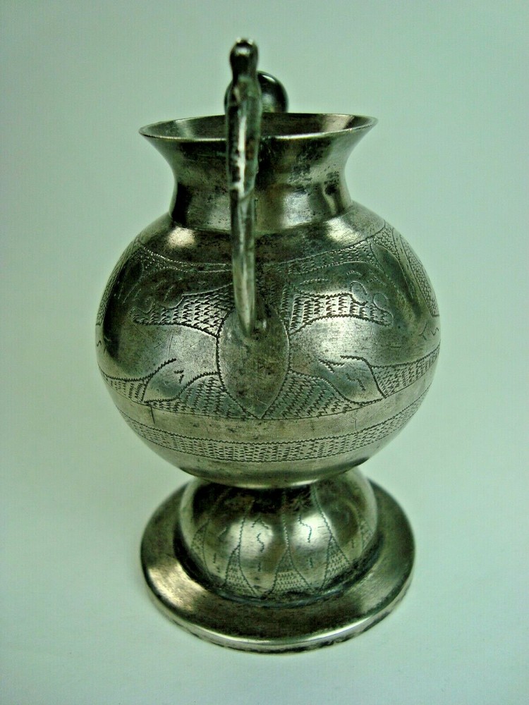 ANTIQUE SOUTH AMERICAN SOLID SILVER YERBA MATE TEA CUP WITH BIRD HANDLE