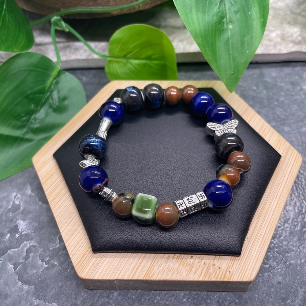 Handmade Ceramic Bead Beaded Stackable 6.25” Plus Stretch Bracelet New B538