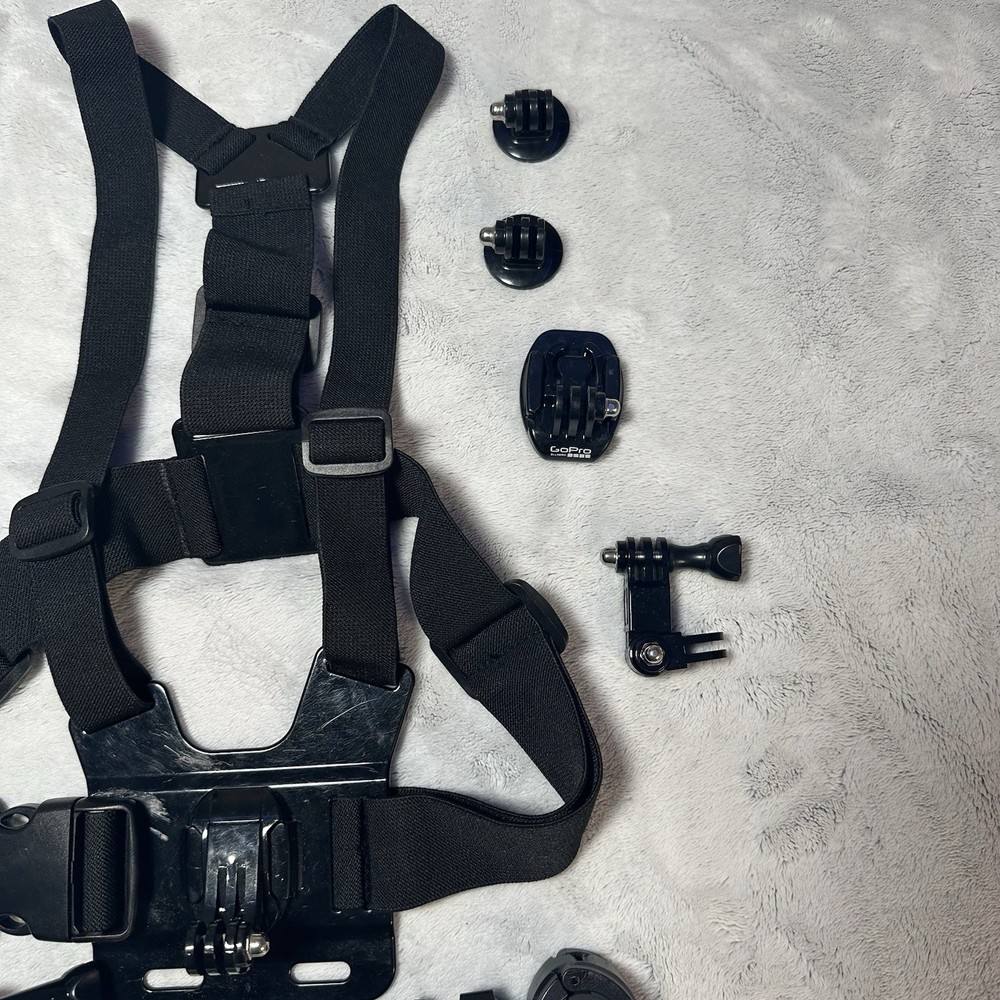 GoPro Accessory Bundle Chest Mount Head Strap Selfie Stick Mounts + Case Lot