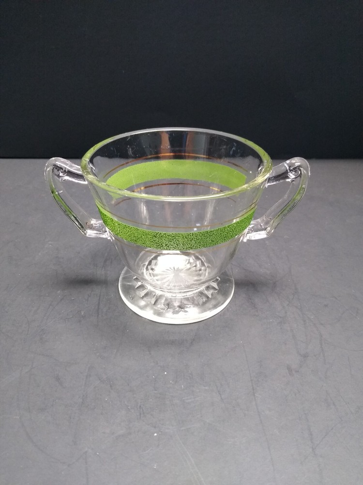 Kent Glass Green Stripe Sugar Bowl