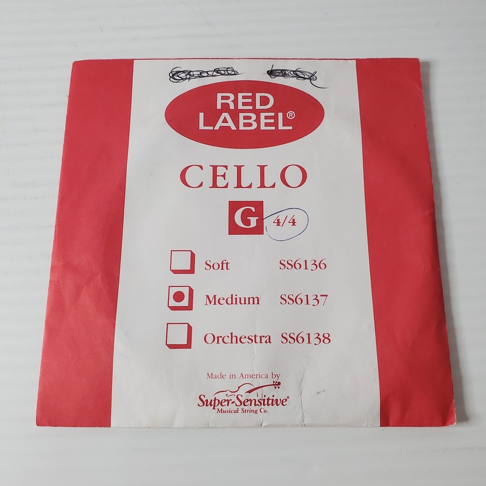 Super Sensitive Red Label Cello G String 4/4 Size Medium New