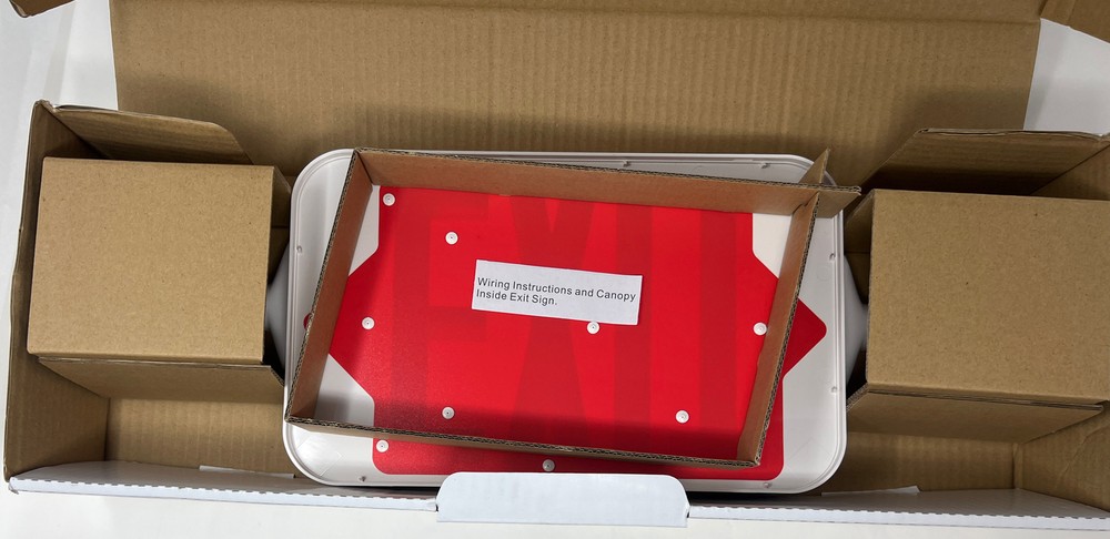 Compass 488U41 LED Emergency Exit Sign Light 120/277V White Red Text Double Face