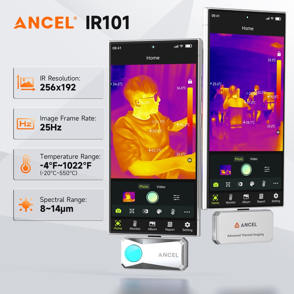 Thermal Imaging Camera IR Resolution 256X192 25Hz Frame Rate Android USB-Type-C