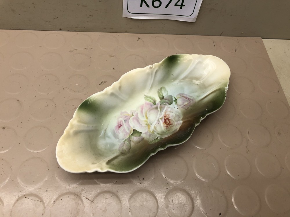 Vintage Hand Painted Celery / Bread Dish- Silesia